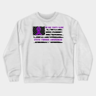 No One Fights Alone Cystic Fibrosis Awareness Crewneck Sweatshirt